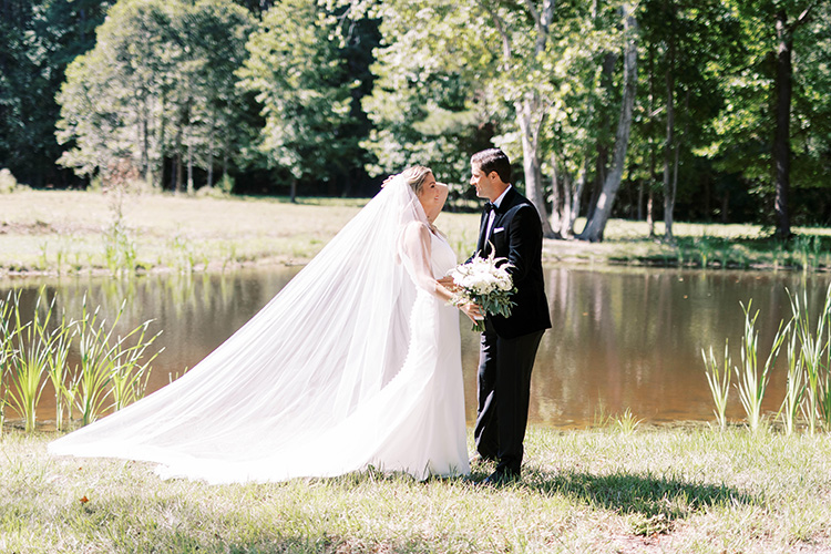 Bride and Groom by the lake at The Farm Ocean City